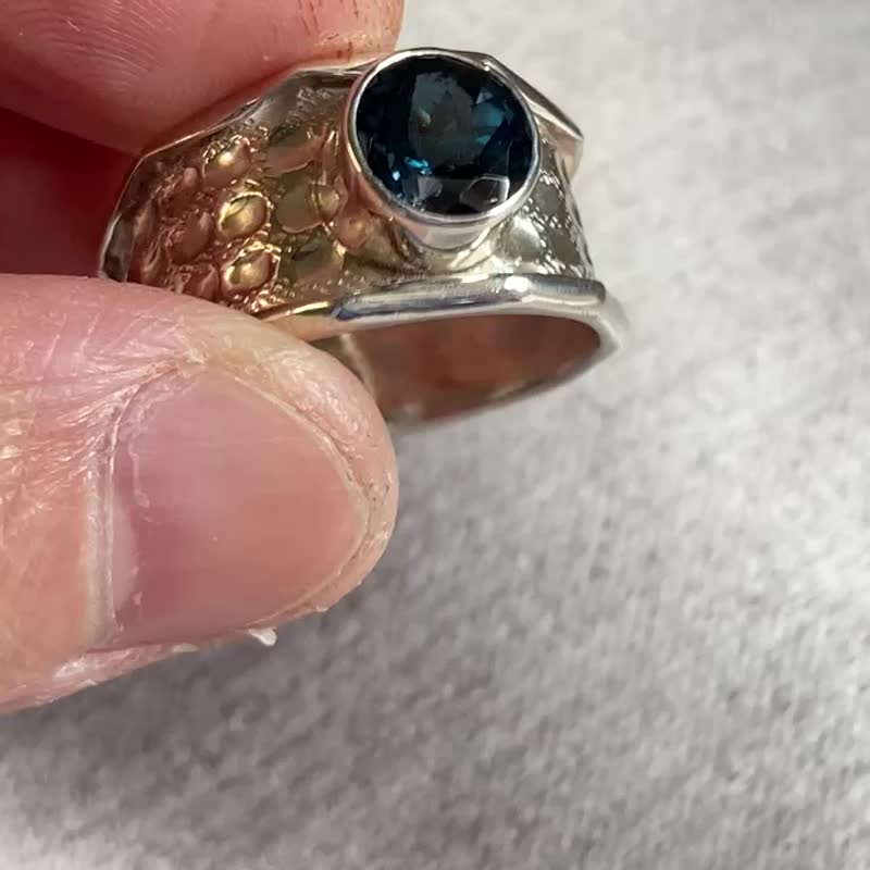 商品在台 天然 倫敦藍 托帕石 戒指 尼泊爾 手工製 925純銀 - 戒指 - 寶石 