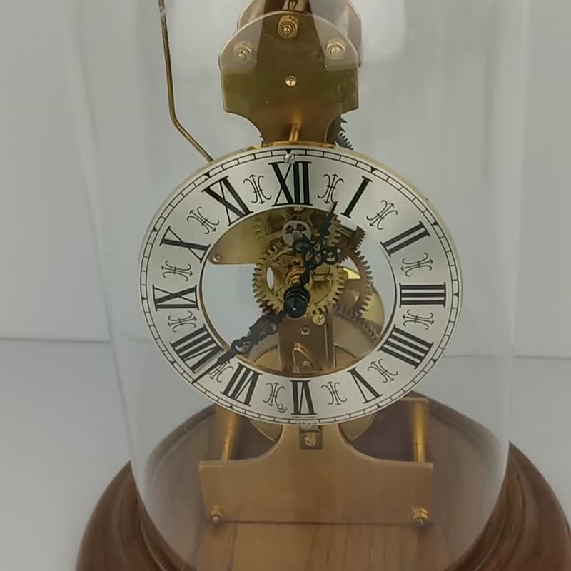 Antique Vintage KIENINGER Mantel Clock Dome Skeleton 8 day (Junghans Hermle era) - 時鐘/鬧鐘 - 木頭 咖啡色