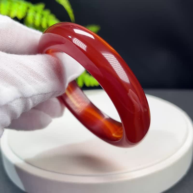 高等級 馬達加斯加紅瑪瑙手鐲 54MM 高冰透幹凈千層 富貴繁榮吉祥 - 手鍊/手環 - 半寶石 紅色