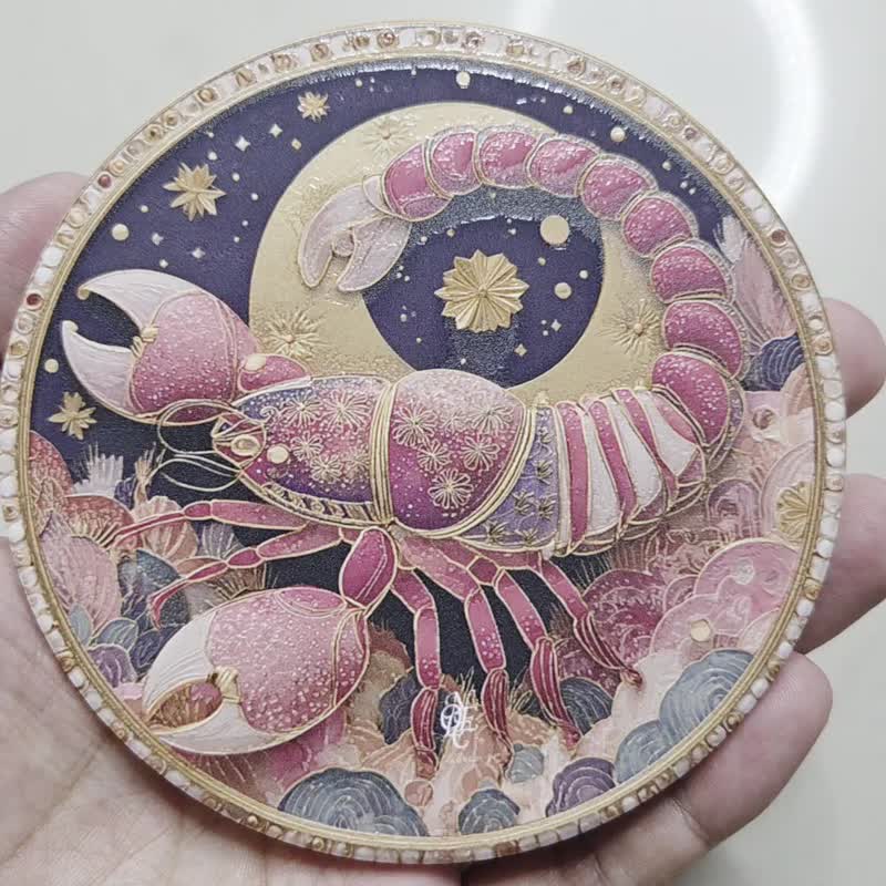 天蠍座 晶雕陶瓷吸水杯墊 - 杯墊 - 陶 