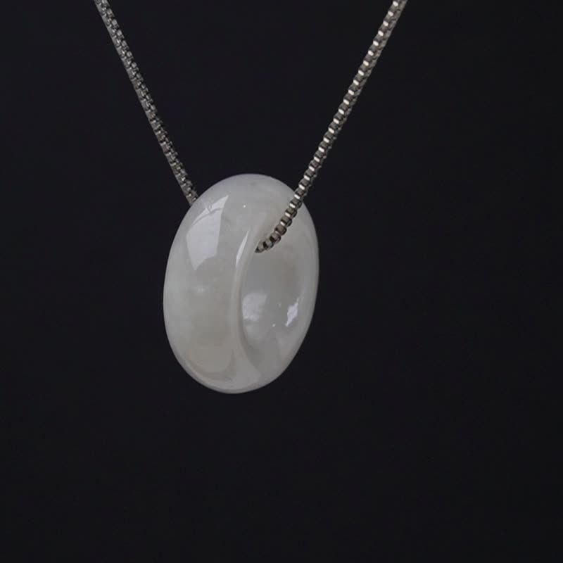 【May ‧Peace】Ice Jade Donut Necklace | Natural Burmese Jade Grade A Jade | Gift - สร้อยคอ - หยก สีเหลือง