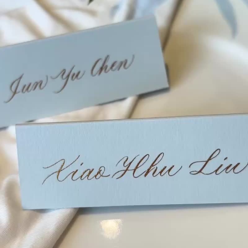 【Blue Handwritten Table Card】Customized Handwritten Place Cards - ที่ตั้งบัตร - กระดาษ สีน้ำเงิน