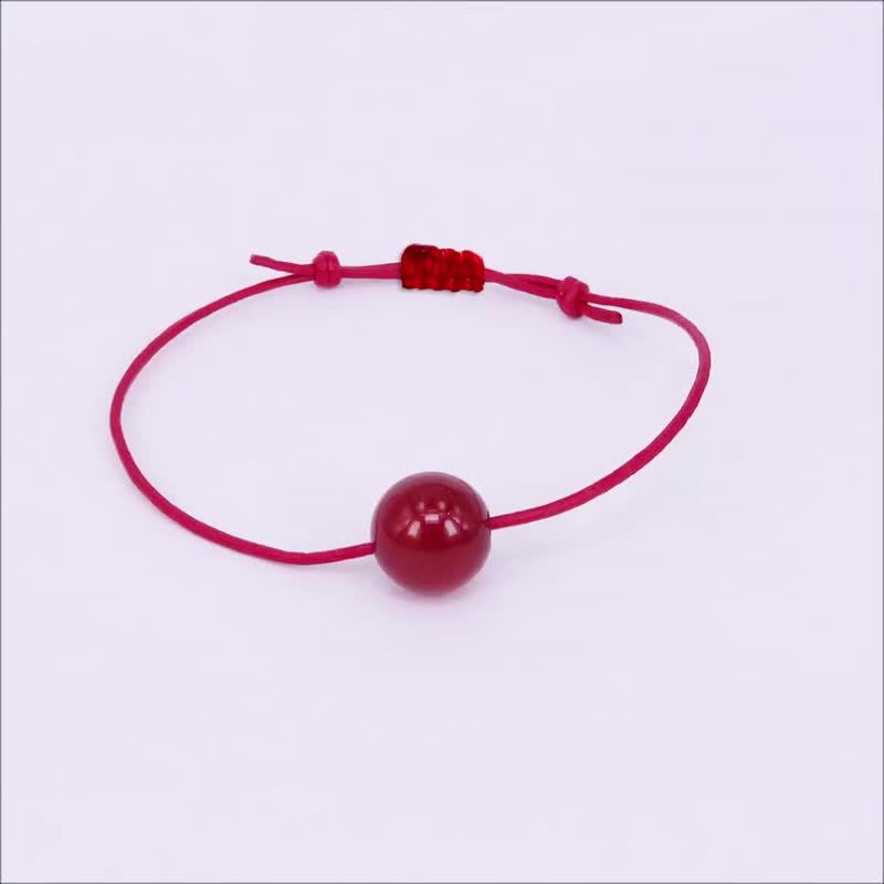 Carnelian July Birthstone Lucky Red Leather Bracelet Adjustable Slip Knots - สร้อยข้อมือ - เครื่องเพชรพลอย หลากหลายสี
