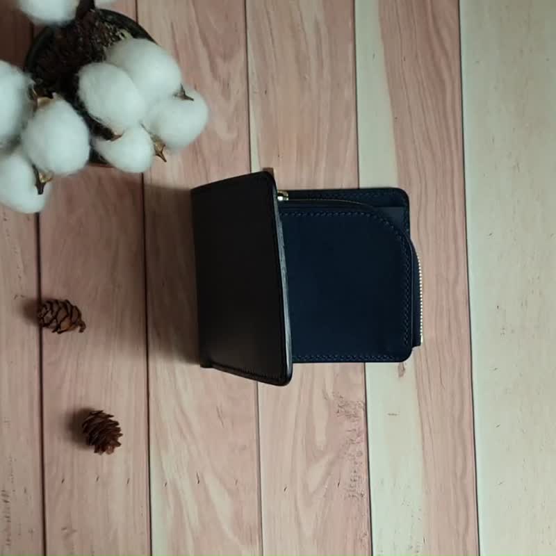 YF167_手作文創 男仕質感釦式兩折短夾手工製作大容量短夾 - 皮夾/長短夾/錢包 - 真皮 多色