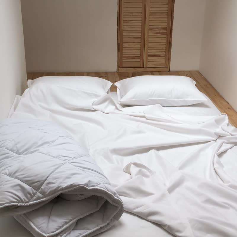 White Duvet Cover, Natural 100% Cotton Sateen - เครื่องนอน - ผ้าฝ้าย/ผ้าลินิน ขาว