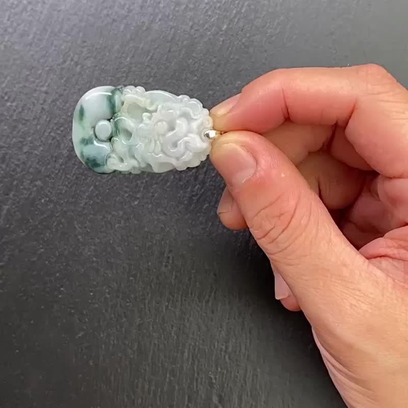 天然A貨緬甸玉花青種-龍 925純銀鈦鋼項鍊   避邪擋煞保平安 - 項鍊 - 玉石 多色