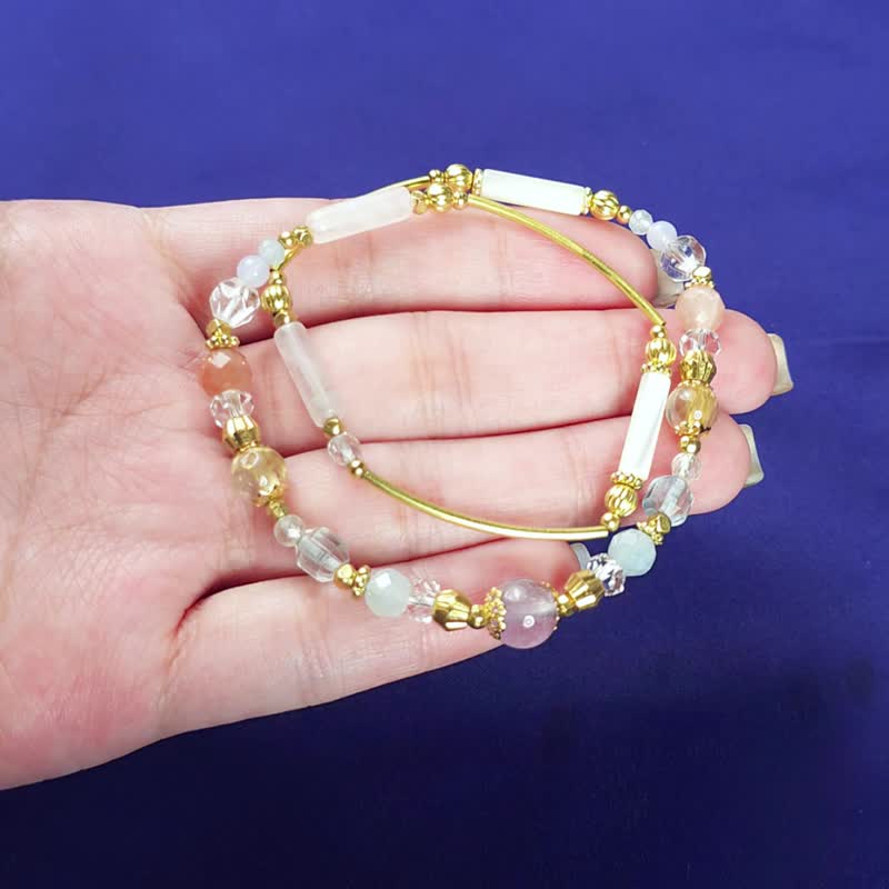 A dream come true | D11 Lavender Amethyst Titanium Double Circle Crystal Bracelet - สร้อยข้อมือ - เครื่องเพชรพลอย สีม่วง