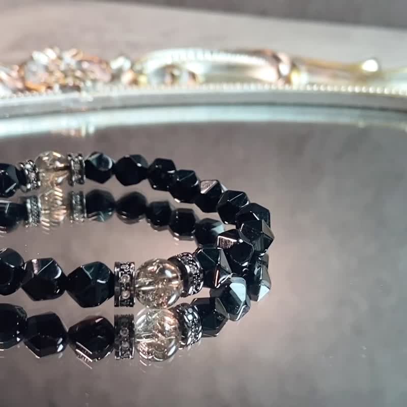 Temple | Tea Acai Black Onyx | Magnificent Vision | Women's Crystal Bracelet - Bracelets - Crystal Black