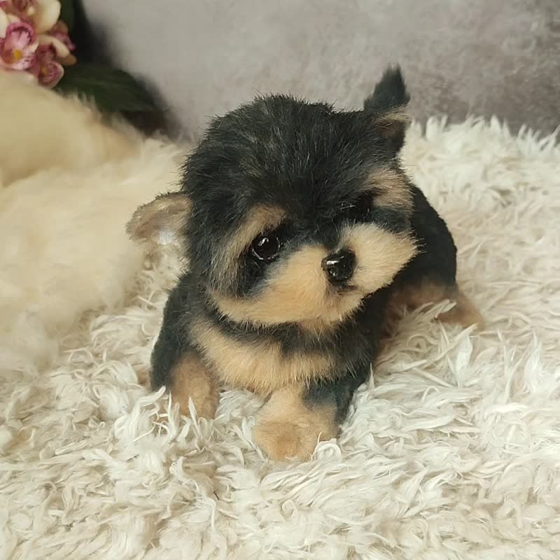 Beautiful Yorkshire Terrier Puppy Realistic Art Doll OOAK Dog Plush Toy - Stuffed Dolls & Figurines - Other Materials Black