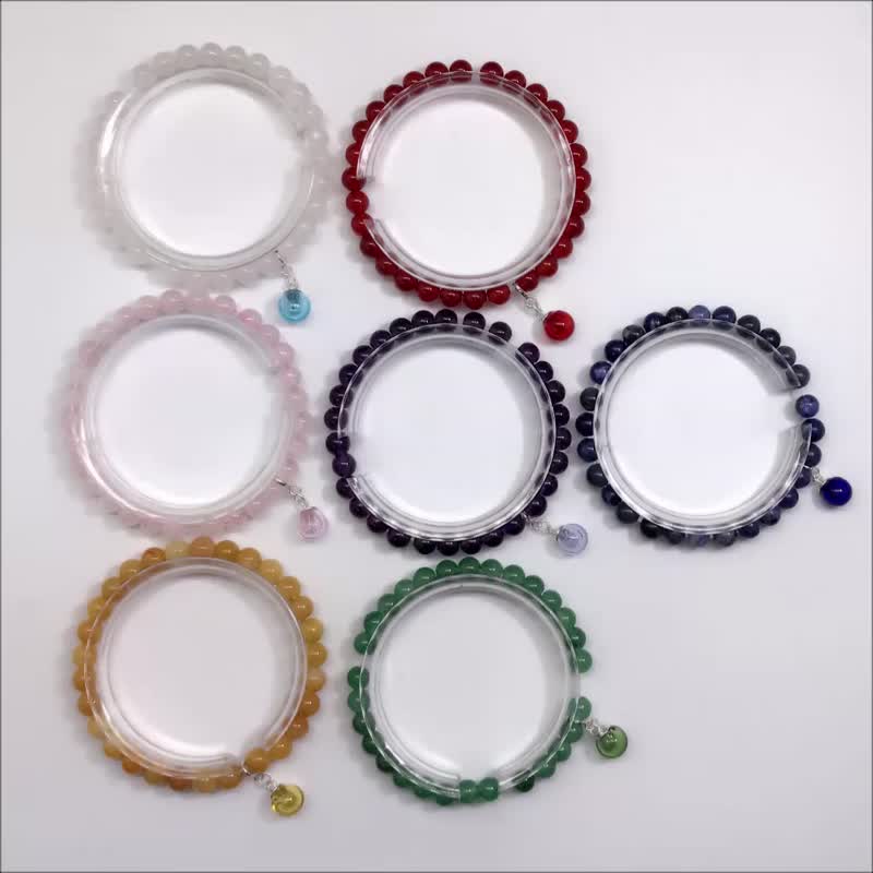 Diffuser Bracelet 6mm Beads Precious Stones Options - 925 Silver Blown Glass - สร้อยข้อมือ - เครื่องเพชรพลอย หลากหลายสี