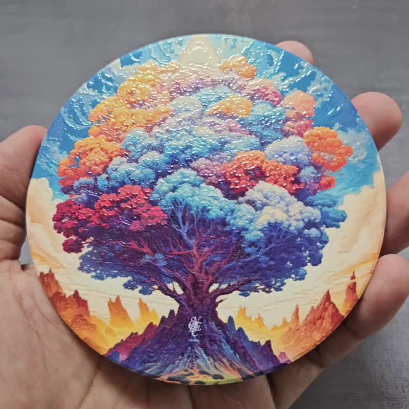 Tree of vida- Ceramic Coaster - Coasters - Pottery Blue