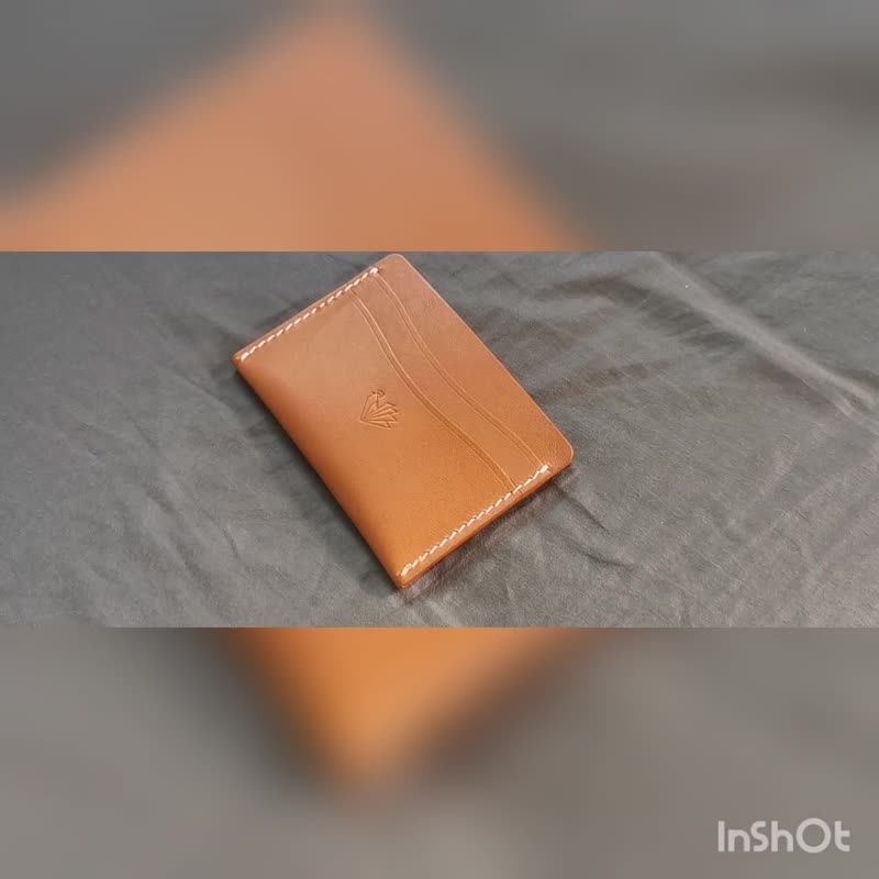 2 Side Slim Card Holder, Genuine leather - 名片夾/名片盒 - 真皮 咖啡色