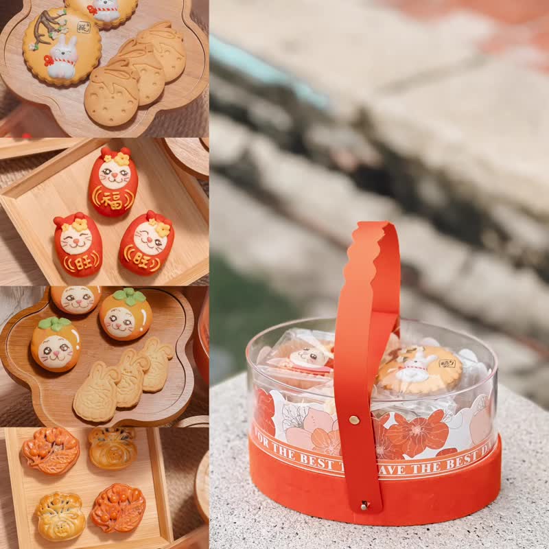 Jingchao Autumn Moon Night 2024 Mid-Autumn Festival gift box/five get one free/shaped pineapple cake/handmade moon cake biscuits - Handmade Cookies - Fresh Ingredients 