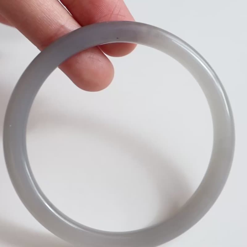 天然冰底煙紫和田玉手鐲手環 高品質煙紫美人條 冰冰透透 60圈口 - 手鍊/手環 - 玉石 