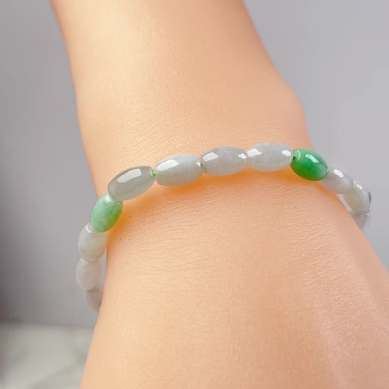 [Everything goes well] Ice Jade Passepartout Hand Beads | Natural Burmese Jade A-grade | Gifts - Bracelets - Jade Multicolor