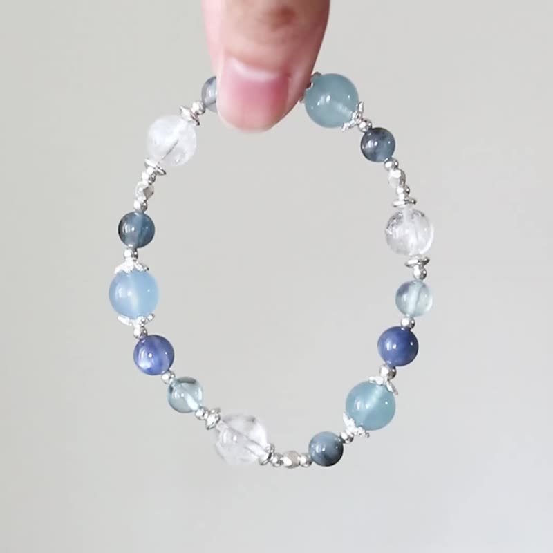 [Legend of the Sea] Aquamarine Devil Aquamarine Stone Asestrai - Bracelets - Crystal Blue