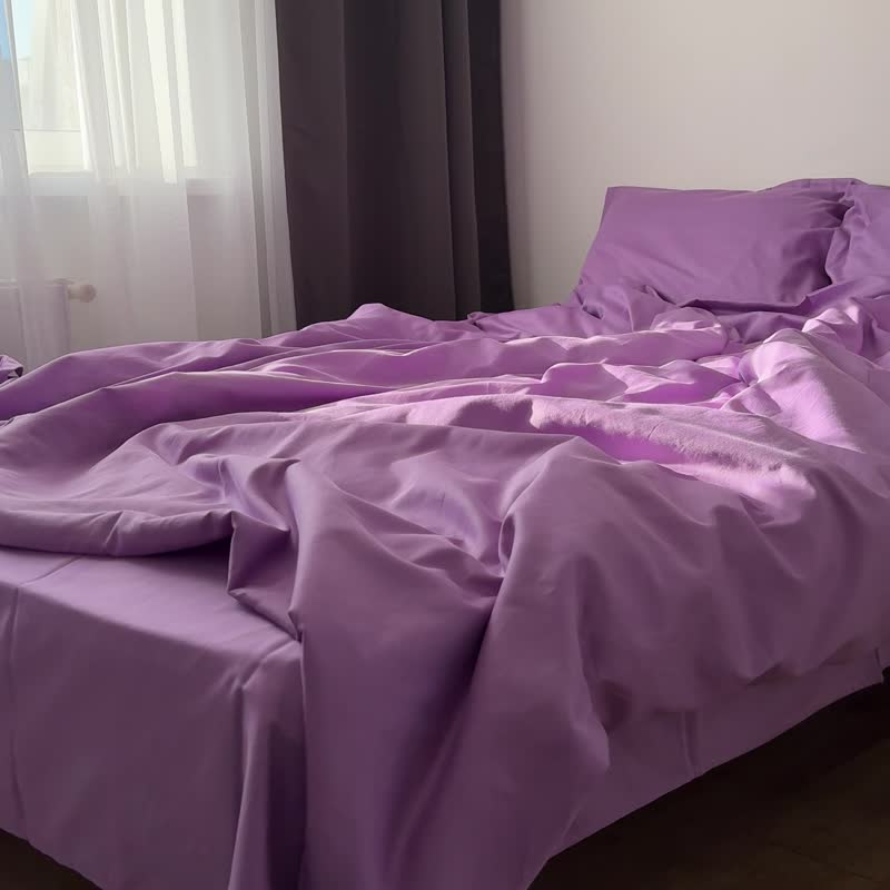 Lilac Duvet Cover, Natural 100% Cotton Sateen - เครื่องนอน - ผ้าฝ้าย/ผ้าลินิน สึชมพู