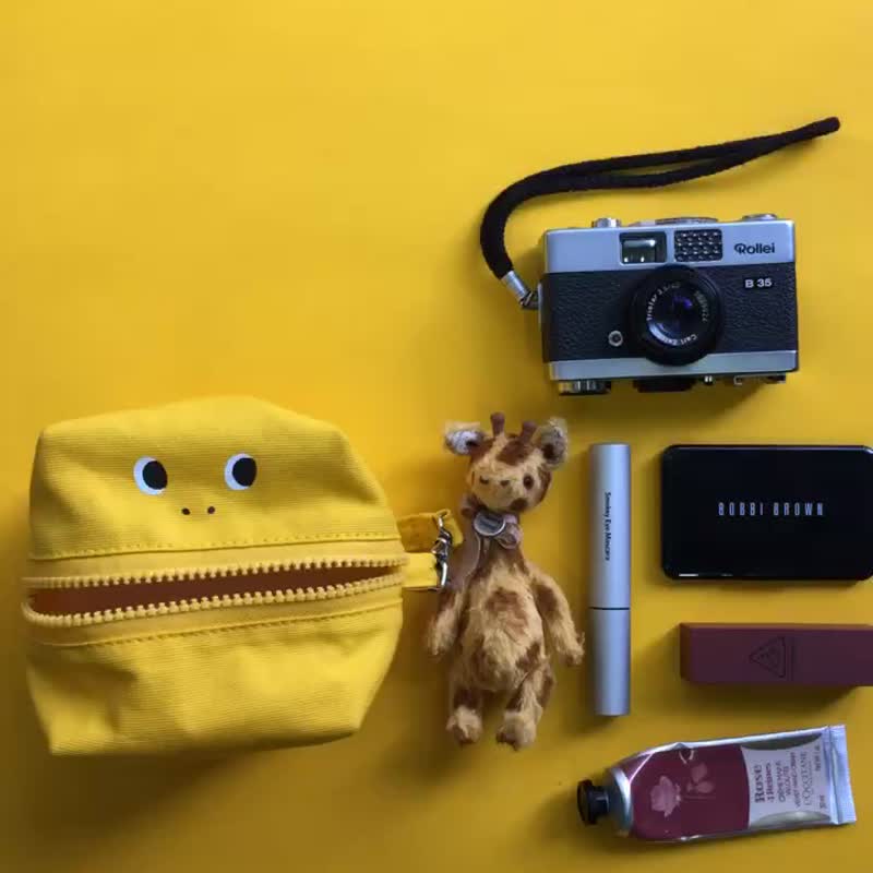 Yellow Glutton Monster Square (cube) Zip Purse - Toiletry Bags & Pouches - Other Man-Made Fibers Yellow