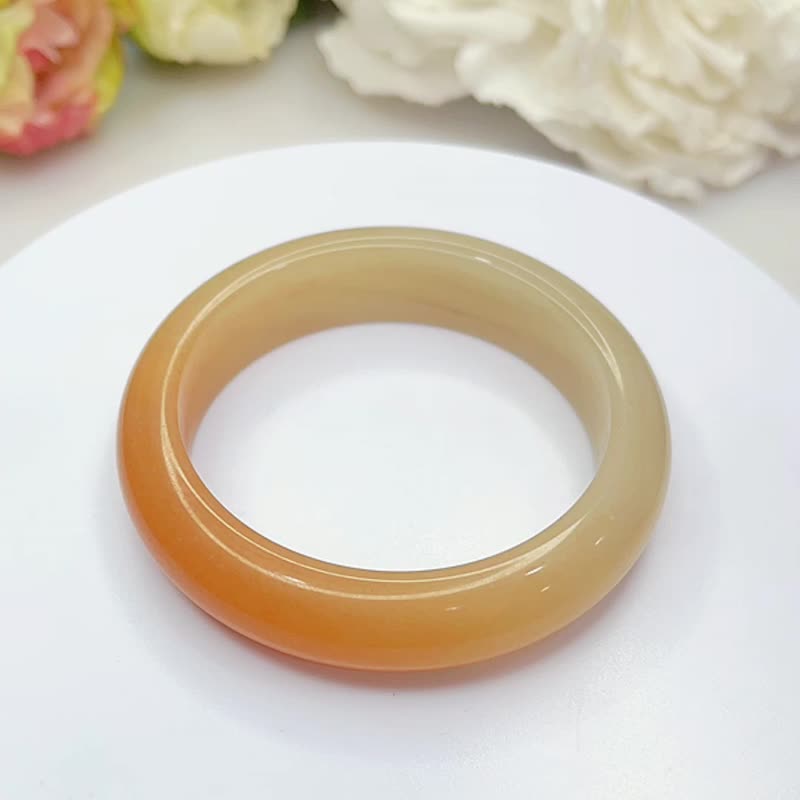 NO.64 Rare Pretty Sugar Ping An Bracelet Sugar Bracelet She Tai Cuiyu Bracelet 54 MM Sweet Brown Sugar Bracelet - Bracelets - Jade Orange