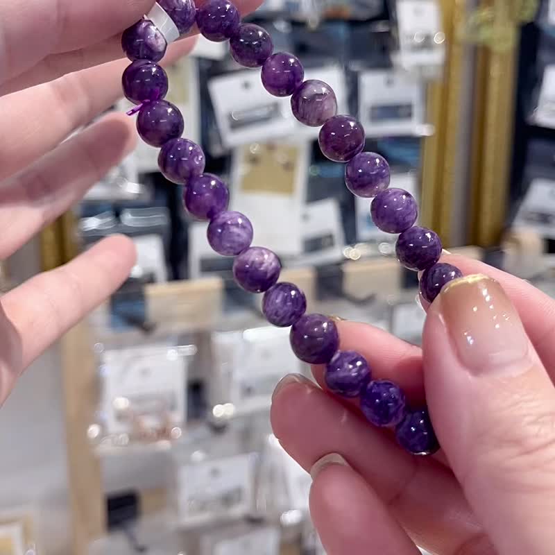 Natural rich purple dragon crystal hand beads 8mm 18g improve spirituality and prevent positive energy from being affected by negative energy - สร้อยข้อมือ - คริสตัล สีม่วง