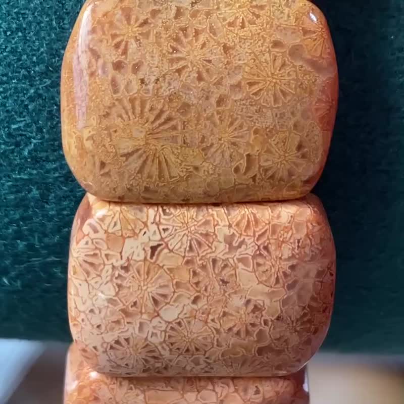 蕾絲花珊瑚玉手牌手鍊 - 手鍊/手環 - 貝殼 橘色