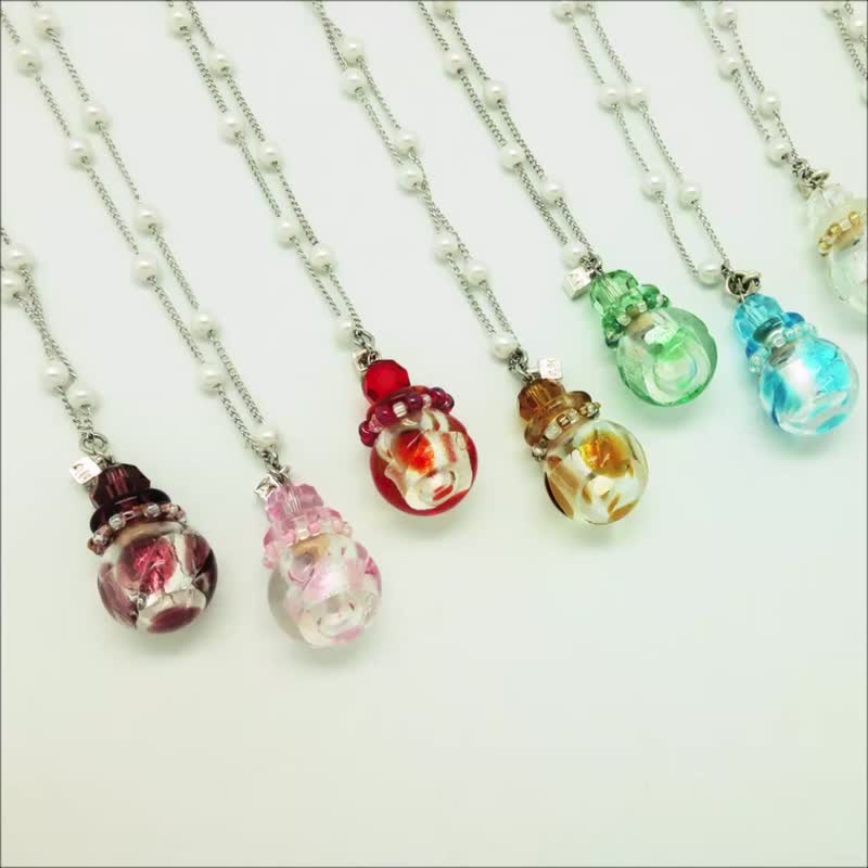 Diffuser Necklace Cherish Petite Aroma Vial Glass Colors Option - สร้อยคอ - กระจกลาย หลากหลายสี