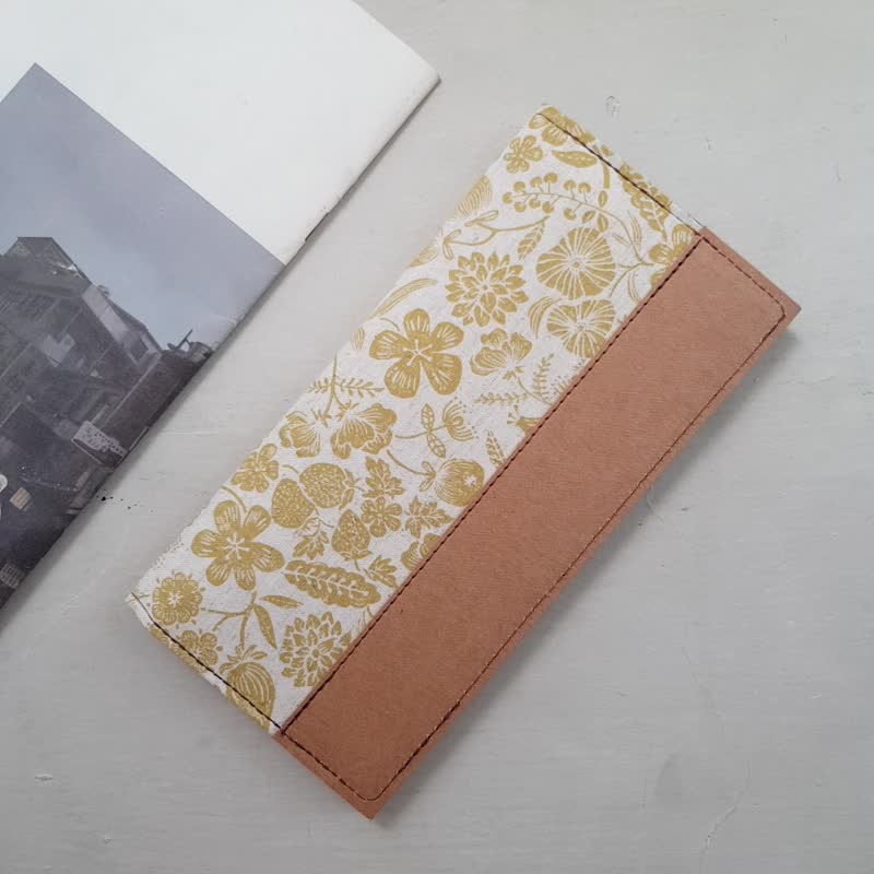 Kyoto Washed Kraft Paper Clip Long Clip Wallet - กระเป๋าสตางค์ - กระดาษ สีเหลือง