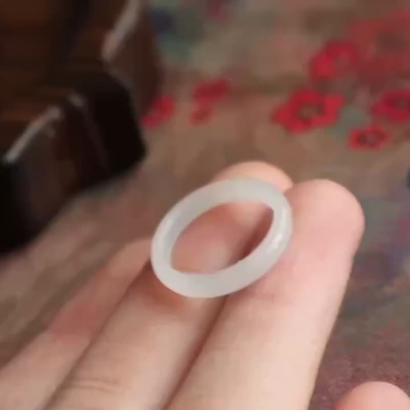 Natural Hetian jade mutton-fat jade ring ring ring ring jade fine - General Rings - Jade 