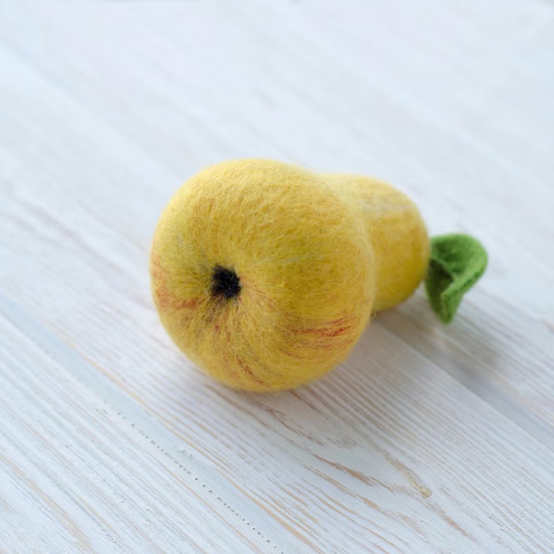 Handmade Felted Yellow Pear Pin Cushion Sewing Gift for Crafter - Knitting, Embroidery, Felted Wool & Sewing - Wool Yellow