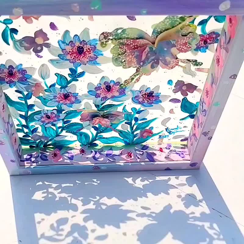 【受注生産/宝石花と蝶々】　透明アート　影絵　インテリア　花　ボタニカル　オブジェ　絵画　贈り物　名入れ - 海報/掛畫/掛布 - 壓克力 白色