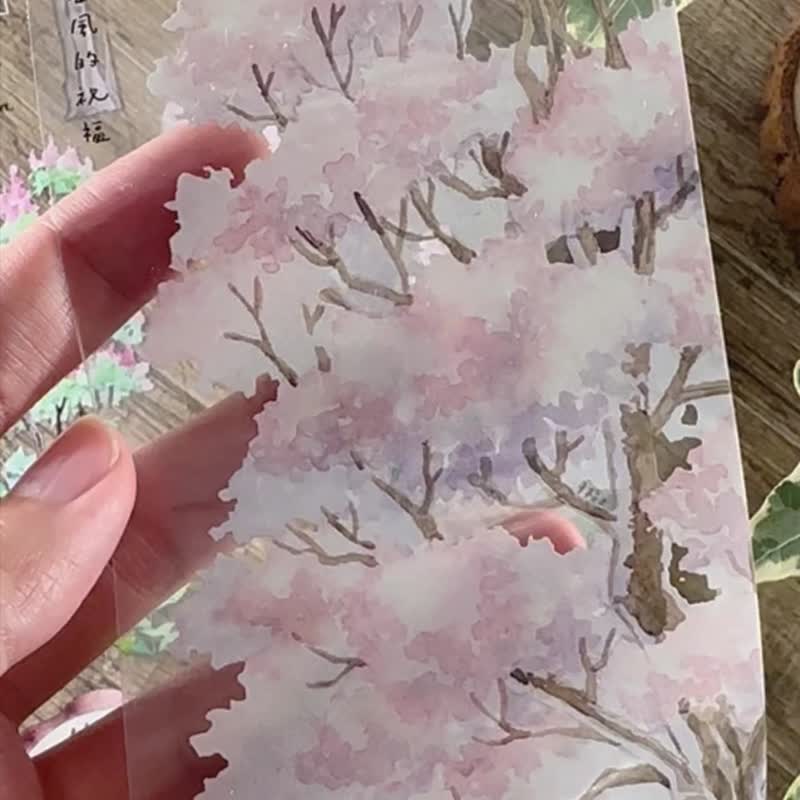 Blooming tree - glossy PET tape - Washi Tape - Plastic Multicolor