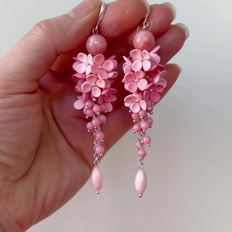 Handmade Polymer Clay Earrings, Floral Earrings, Dangle Earrings