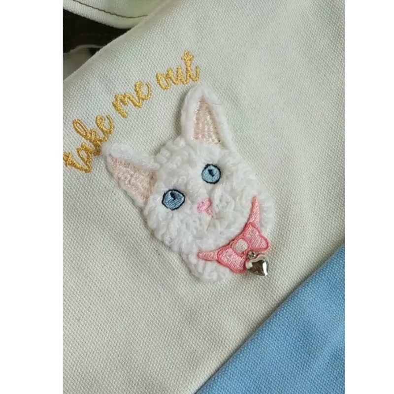 *Take me out*Double cup bag/drink bag small version small white cat bell cat series - กระเป๋าถือ - ไฟเบอร์อื่นๆ สีเขียว