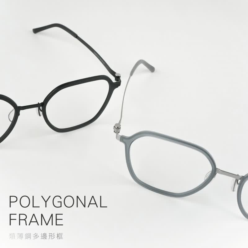 EJ-GX012 類薄鋼多邊形框眼鏡 × FROMEYES 濾藍光 / 阻隔 UV - 眼鏡/鏡框 - 其他材質 黑色