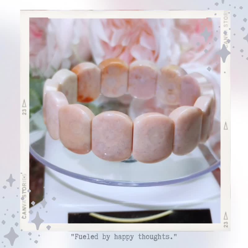 草莓奶霜 * 嫩粉色 天然 珊瑚玉 手排 手環客製化禮物 - 手鍊/手鐲 - 玉石 粉紅色