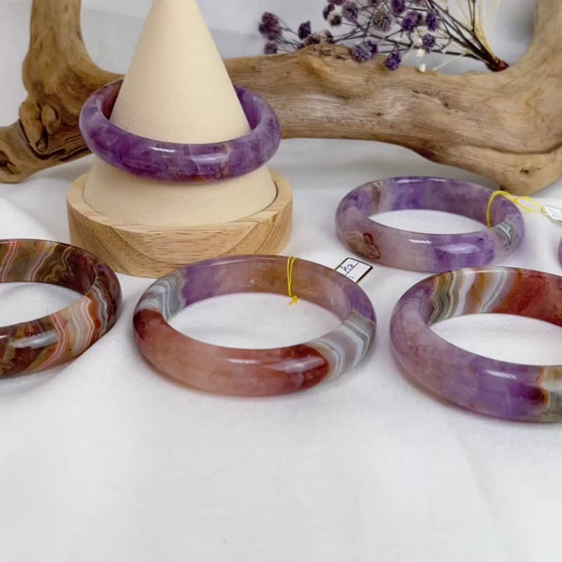 Original amethyst agate bracelet A3 - สร้อยข้อมือ - คริสตัล 