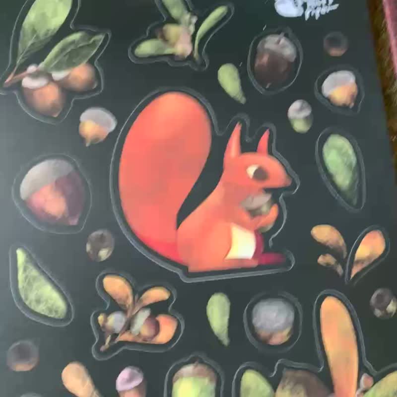 Squirrel Forest-Super Waterproof Illustration Sticker - สติกเกอร์ - กระดาษ สีนำ้ตาล
