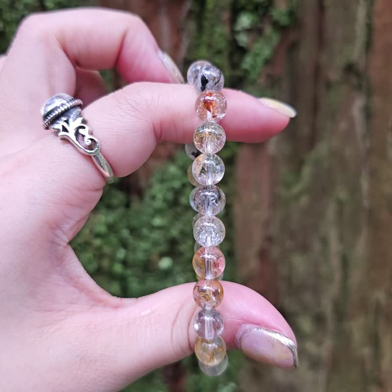 高品錦鯉膠花閃靈共生水晶-如圖一條/豐盛招財水晶 - 手鍊/手環 - 水晶 多色