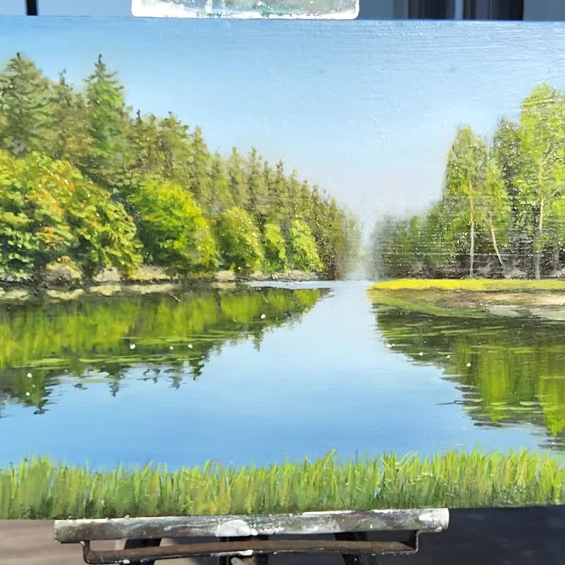 Lake Painting Irish Landscape Original Art Impasto Oil Painting - 插畫/繪畫/寫字 - 其他金屬 