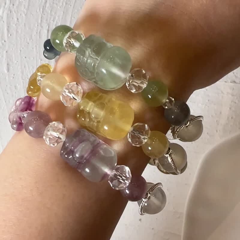 Lucky Stone Pixiu Three Colors Optional Stone Green Asai Yellow Pagoda Crystal Purple Jade Crystal Blue Moonlight Lucky Bracelet - Bracelets - Crystal 