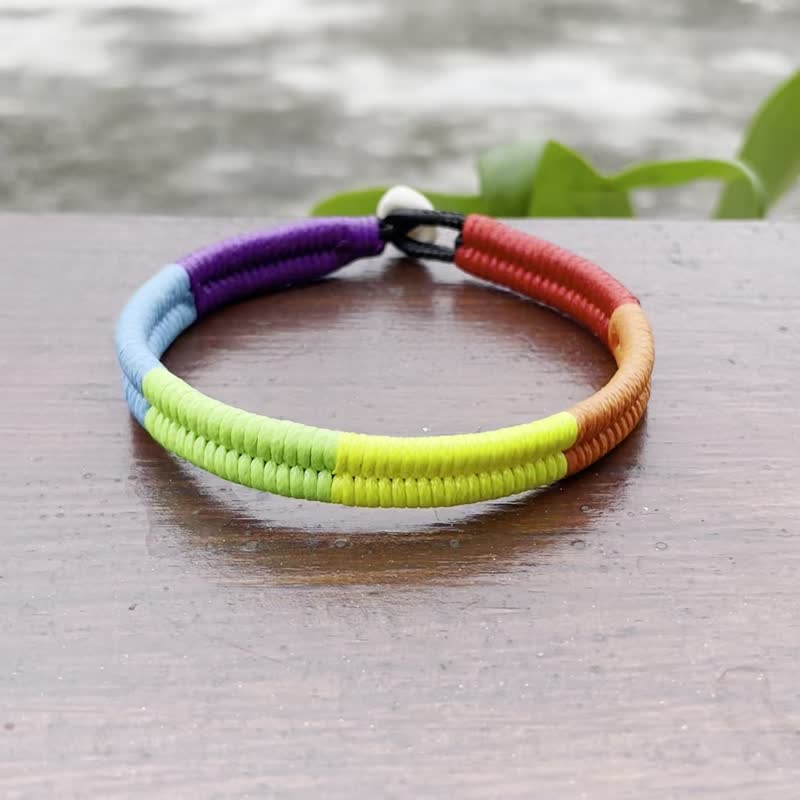 **Rainbow**Hawaiian surf rope PUKA shell anklet customized rainbow anklet - Anklets & Ankle Bracelets - Other Man-Made Fibers Multicolor