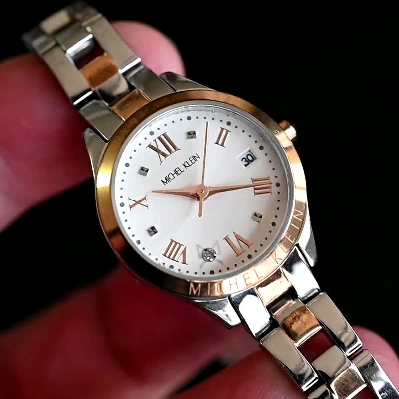 MICHEL KLEIN レディース腕時計 クォーツ Light pink Dial ゴールド×シルバー コンビカラーベルト  手錶 - 女錶 - 不鏽鋼 
