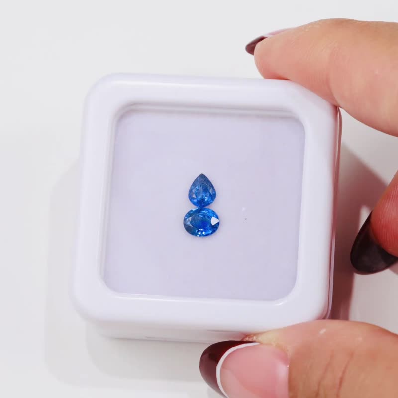 Monochrome water wulu water blue color #4 sapphire gem kit 4.5mmx3.5mm pear oval - Necklaces - Gemstone Blue