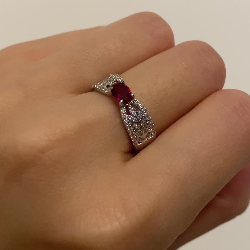 0.50ct Oval Ruby Ring/ White Gold Plated 925 Sterling Sliver/ Cubic Zirconia - General Rings - Sterling Silver Red