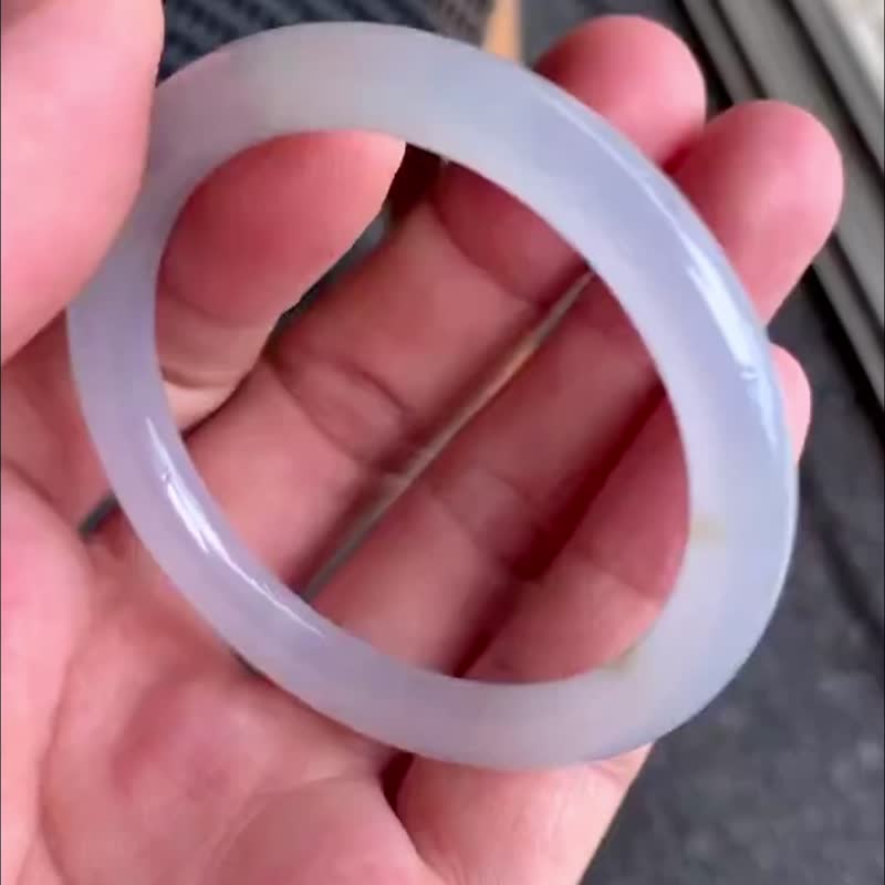 冰種翡翠天然翡翠玉鐲A玉手鐲 玉鈪 • 冰種粉紫翡翠圓鐲 - 手鍊/手環 - 玉石 粉紅色