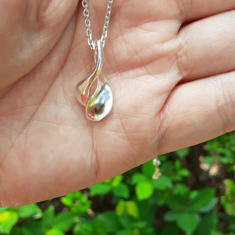 隨筆線條系列--月桂葉項鍊 - 項鍊 - 銀 銀色