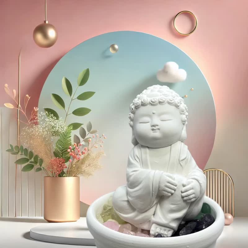 Crystal Diffuser Five Elements Crystal Ore Wishful Buddha Small Plate Set Lucky Energy Crystal - น้ำหอม - ปูน ขาว