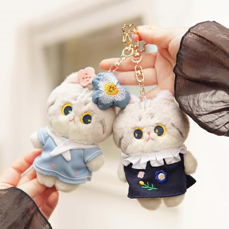 MEWJI Miaoji Original Cute Cat Plush Doll Pendant Gift Box Silver Gradient Meowji Skirt Doll - Stuffed Dolls & Figurines - Polyester 