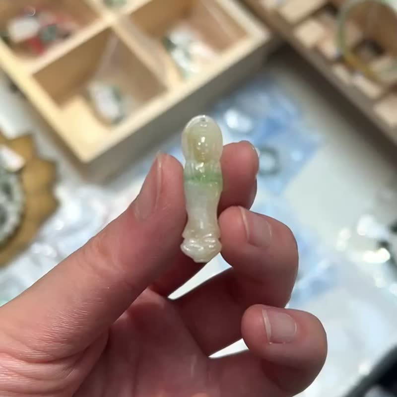 天然翡翠 緬甸 A玉 玉鐲 • 黃翡翠觀音吊墜 - 手鍊/手環 - 石頭 黃色