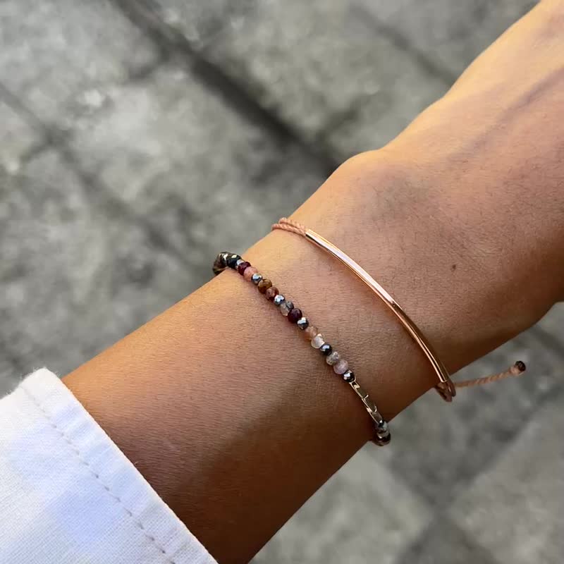 Custom-made / Sterling Silver / Natural Stone Bracelet / Pietersite / Hematite - สร้อยข้อมือ - เงินแท้ หลากหลายสี